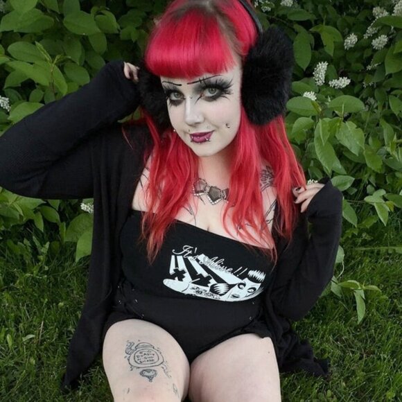 Too Fast Itās Alive Corset Top | Zombie Graphic Tube Lace-Up NWT | Emotional Arm - Picture 3 of 4
